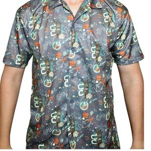🌺MARVEL Guardians of the Galaxy Groot Hawaiian Tiki Button Down Shirt Size L🌺
